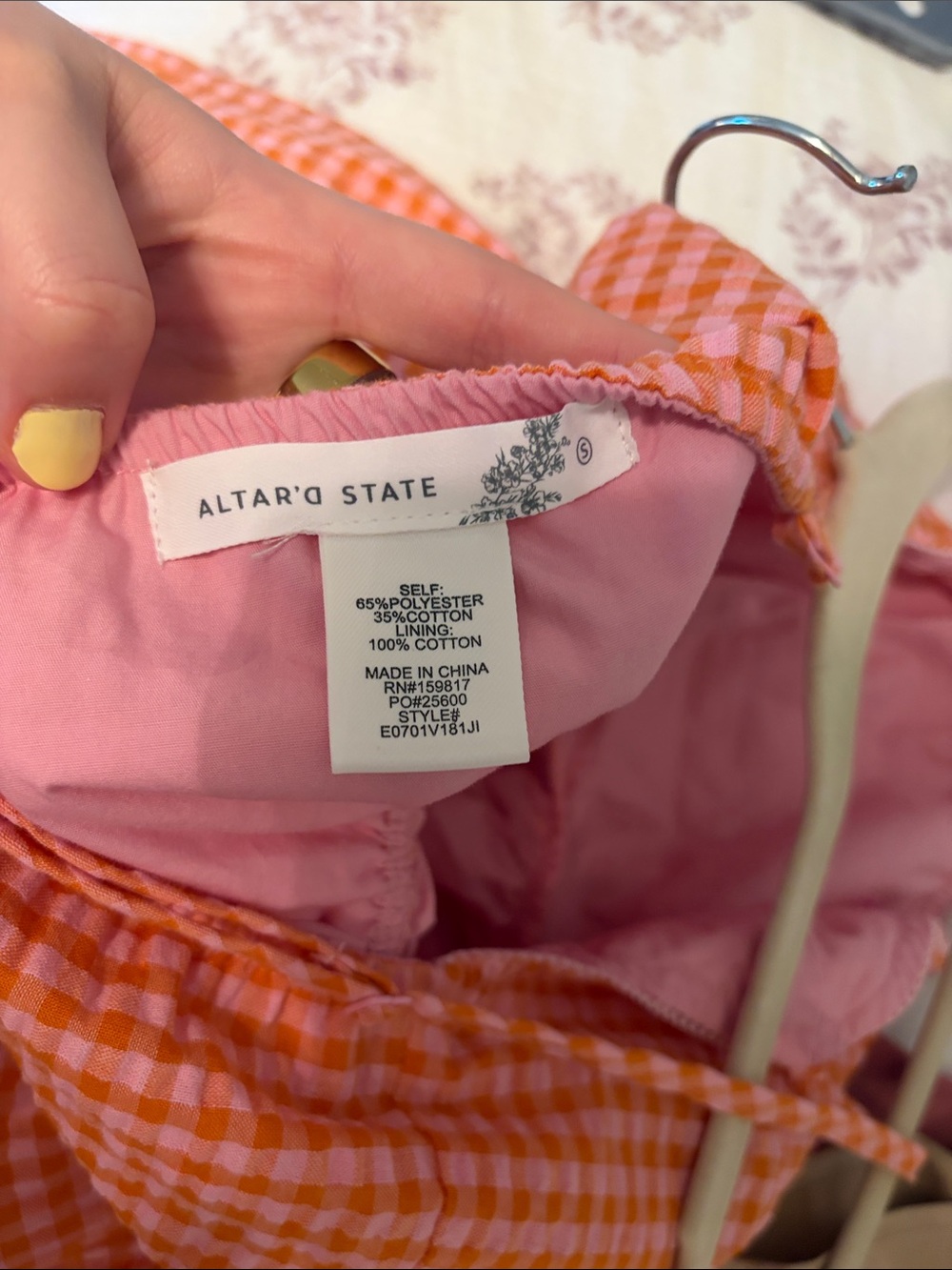 Altar'd State Orange Gingham Tiered Sundress - Picture 4 of 4